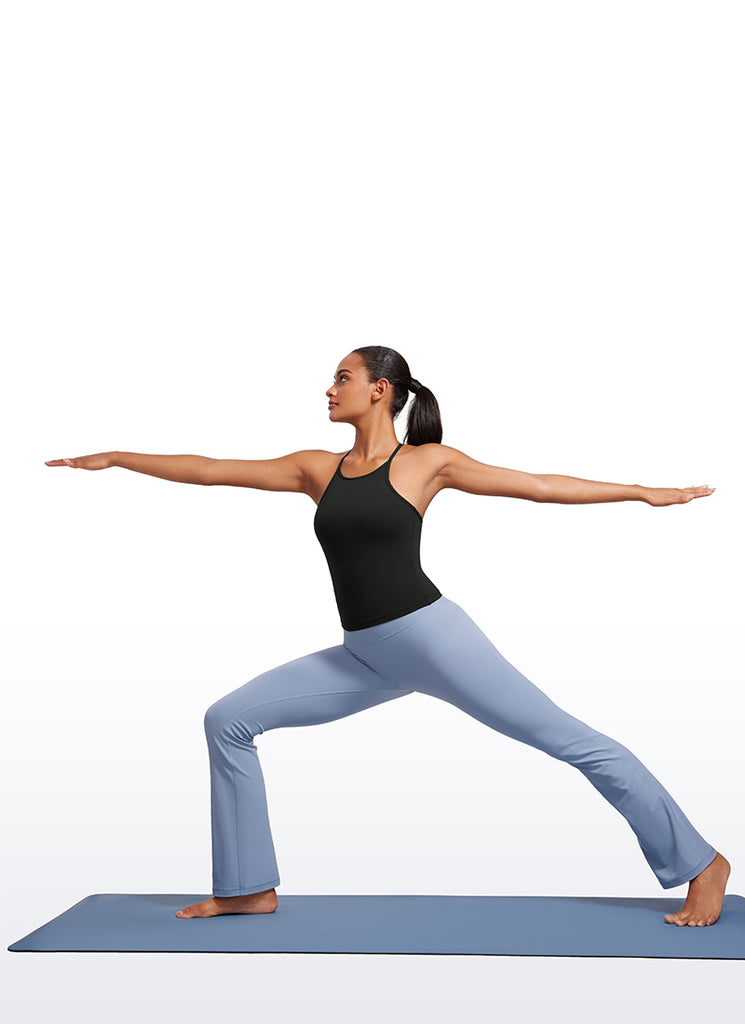 CRZ YOGA Women's Yoga Butterluxe Halter High Neck Padded Tanks Y Back Black