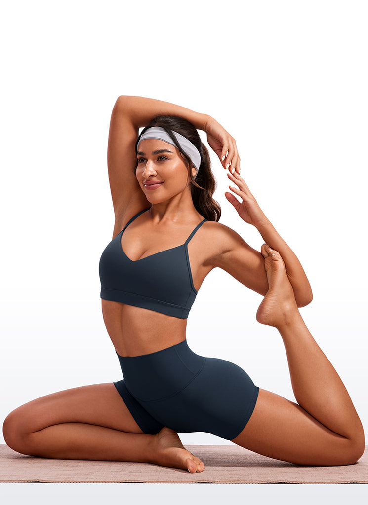 CRZ YOGA Butterluxe Womens V Neck Camisole Yoga Padded Sports Bra White