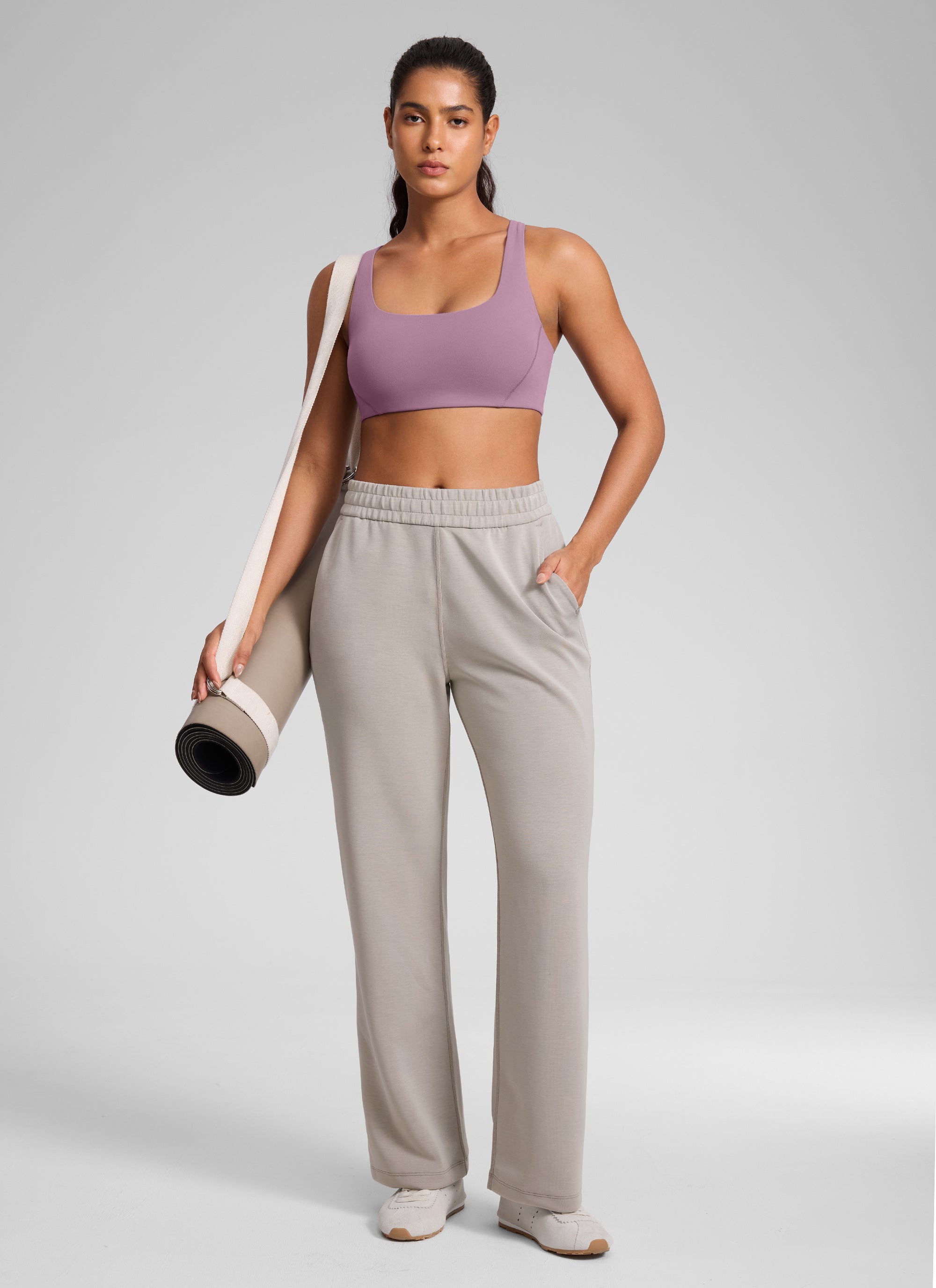 CRZ YOGA Womens Butterlift Double Lined Square Neck Yoga Sports Bra Legend Green