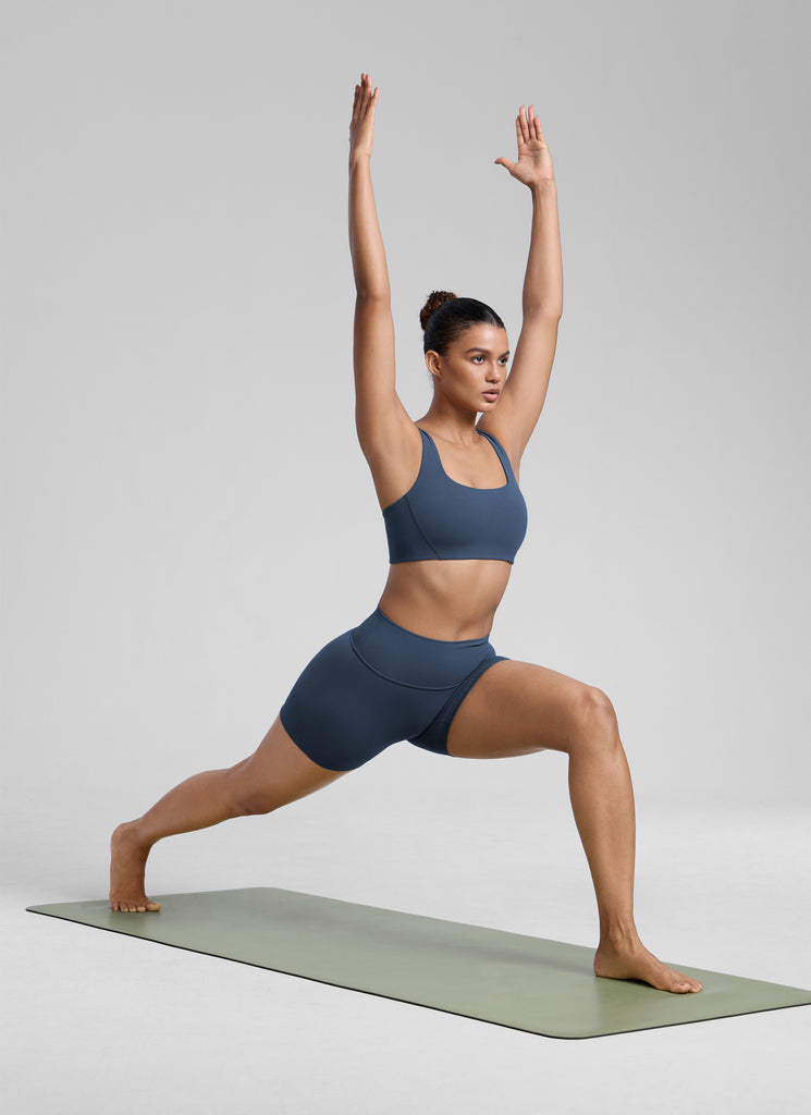 CRZ YOGA Womens Butterlift Double Lined Square Neck Yoga Sports Bra Stelindigo