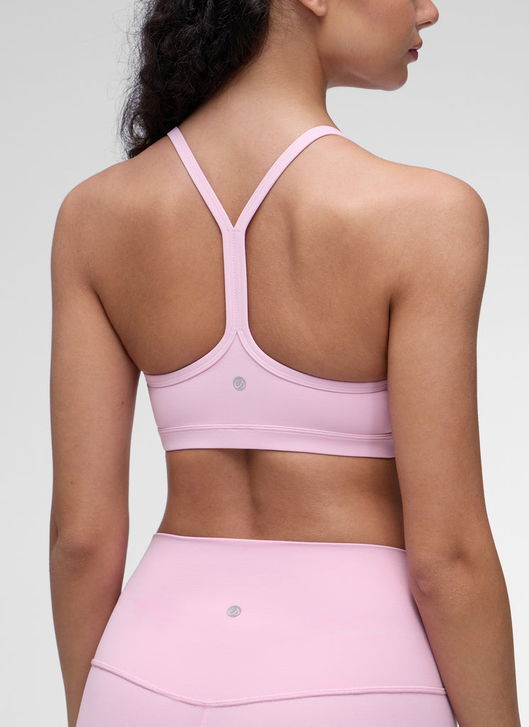 CRZ YOGA Butterluxe Womens Ruched V Neck Yoga Padded Sports Bra Vita Pink