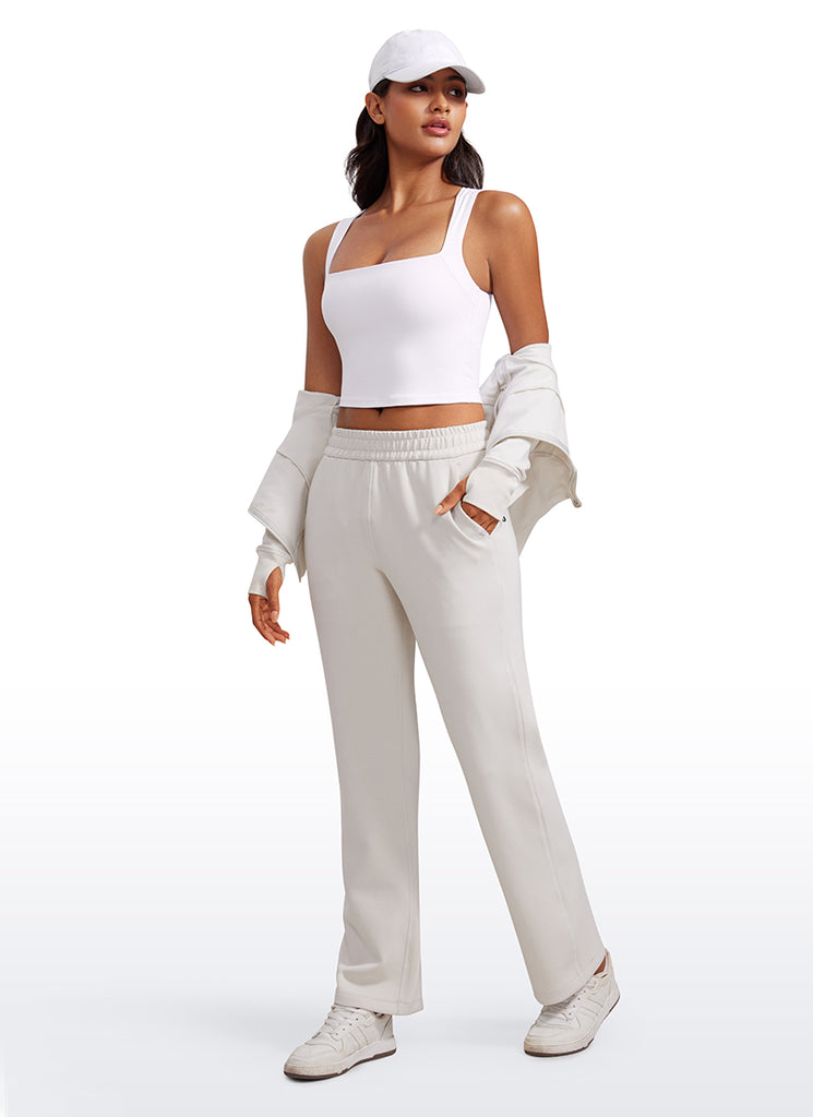 CRZ YOGA Butterluxe Women Longline Square Neck Sport Built in Bra Tank Black