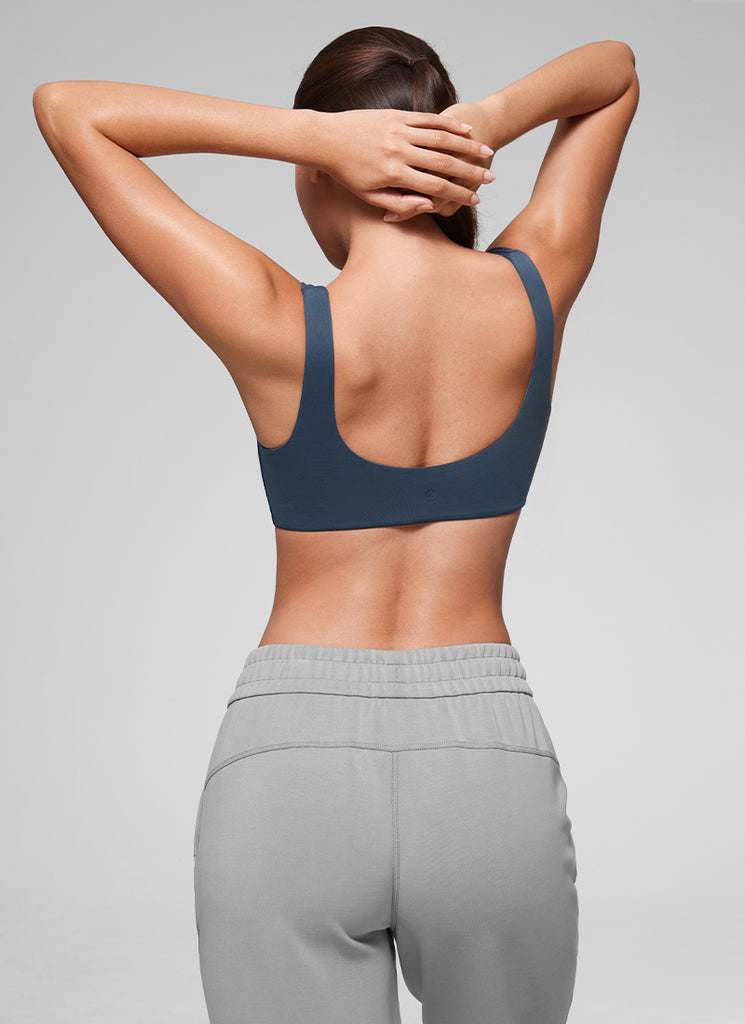 CRZ YOGA Women's Softhold Wireless Double Lined U Back Everyday Bra Light Army Green