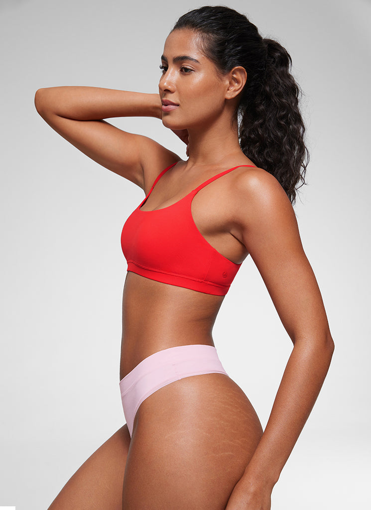 CRZ YOGA Women's Softhold Wireless Scoop Neck  Everyday Bra Adjustable Light Army Green