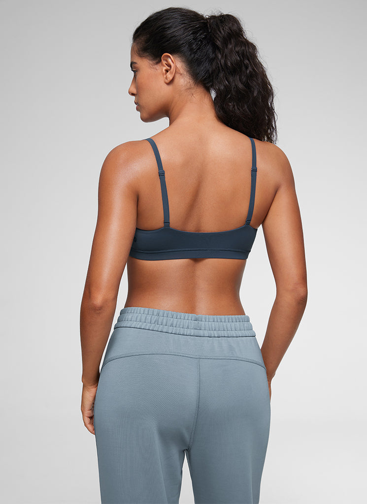 CRZ YOGA Women's Softhold Wireless Scoop Neck  Everyday Bra Adjustable Deep Red