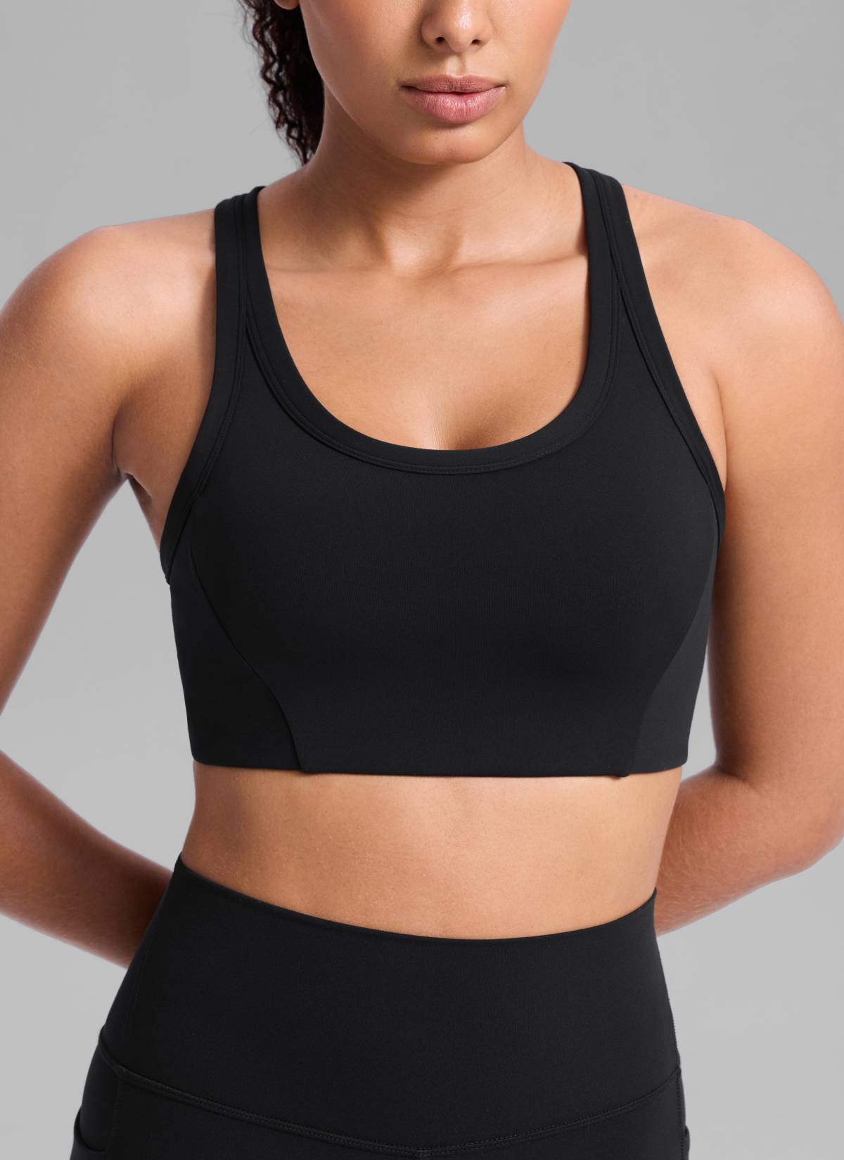 CRZ YOGA Women's Butterbreeze Training Racerback Longline Sports Bra Black