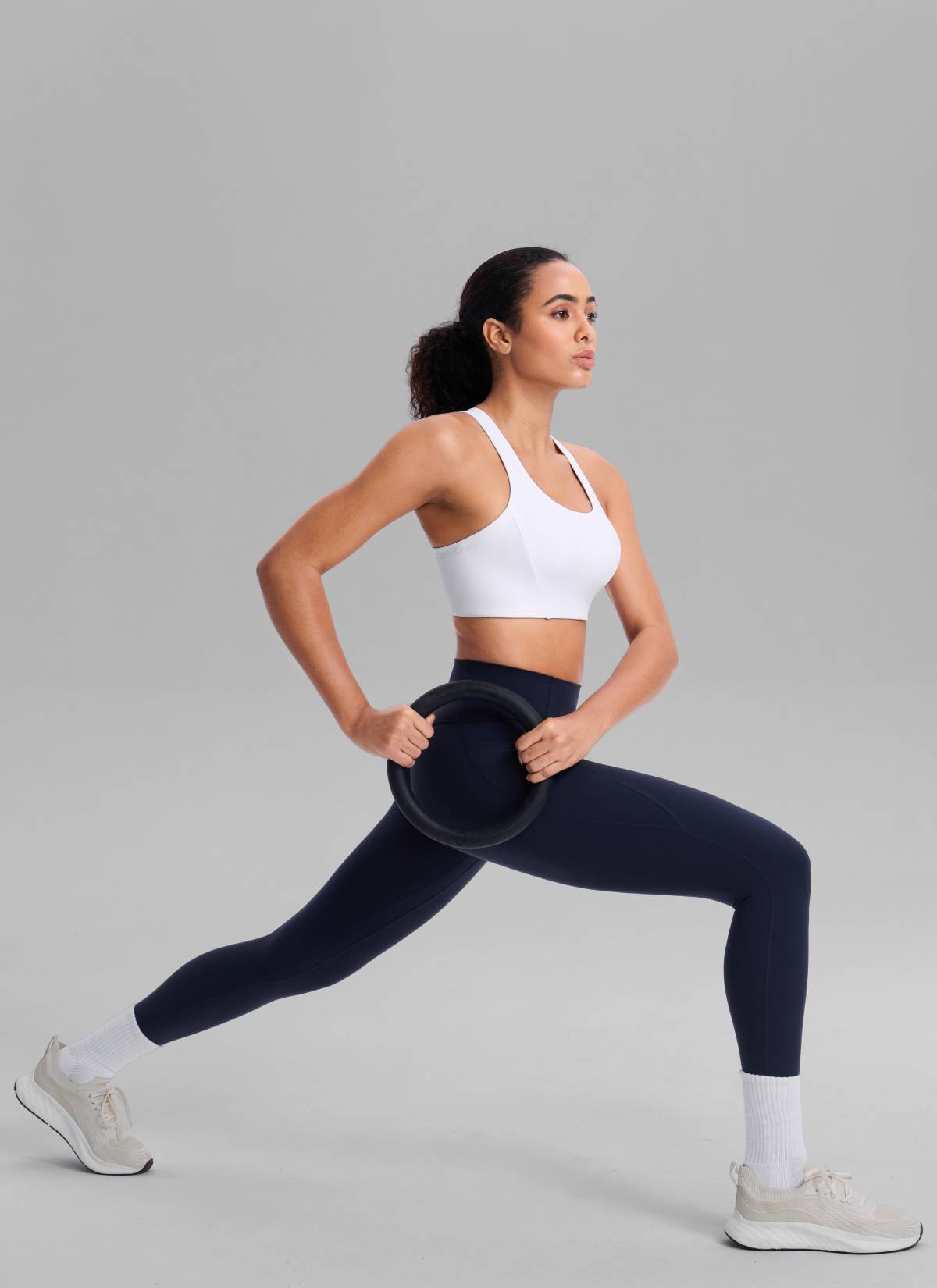 CRZ YOGA Women's Butterbreeze Training Racerback Longline Sports Bra White