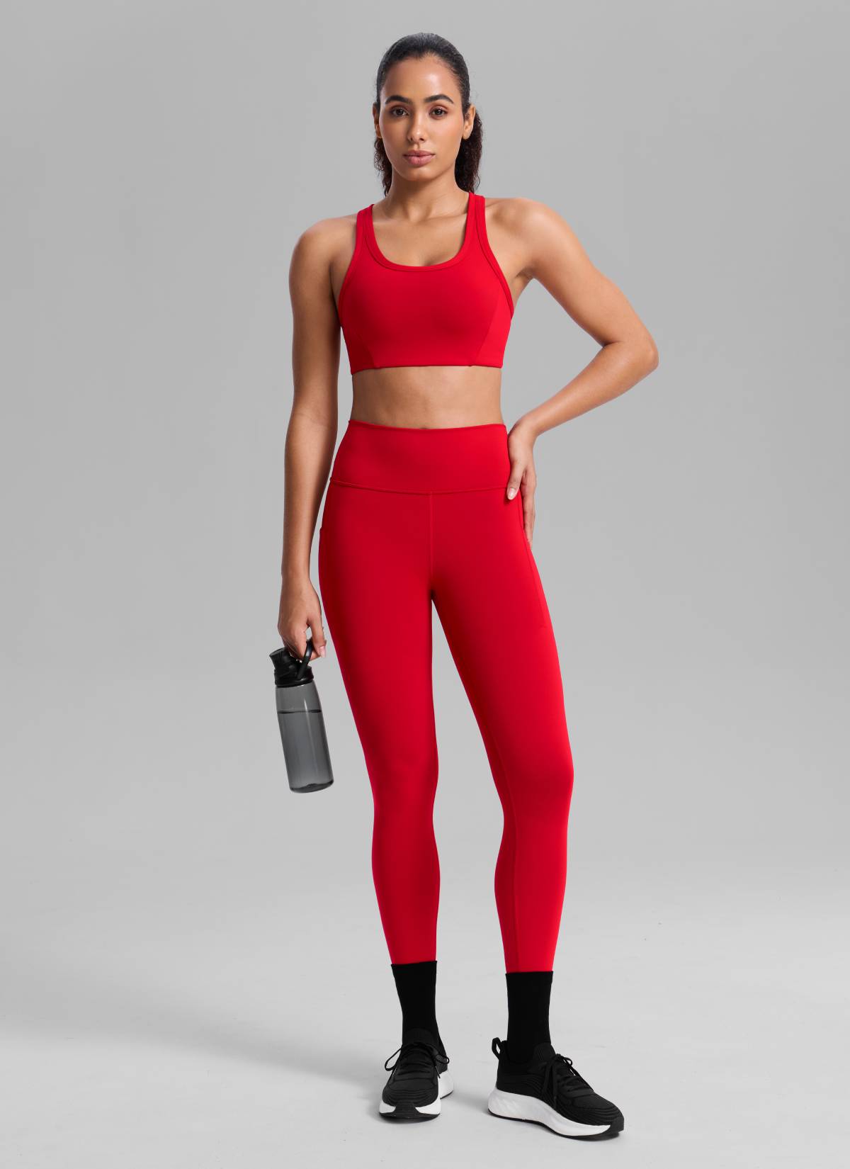 CRZ YOGA Women's Butterbreeze Training Racerback Longline Sports Bra Red Chili