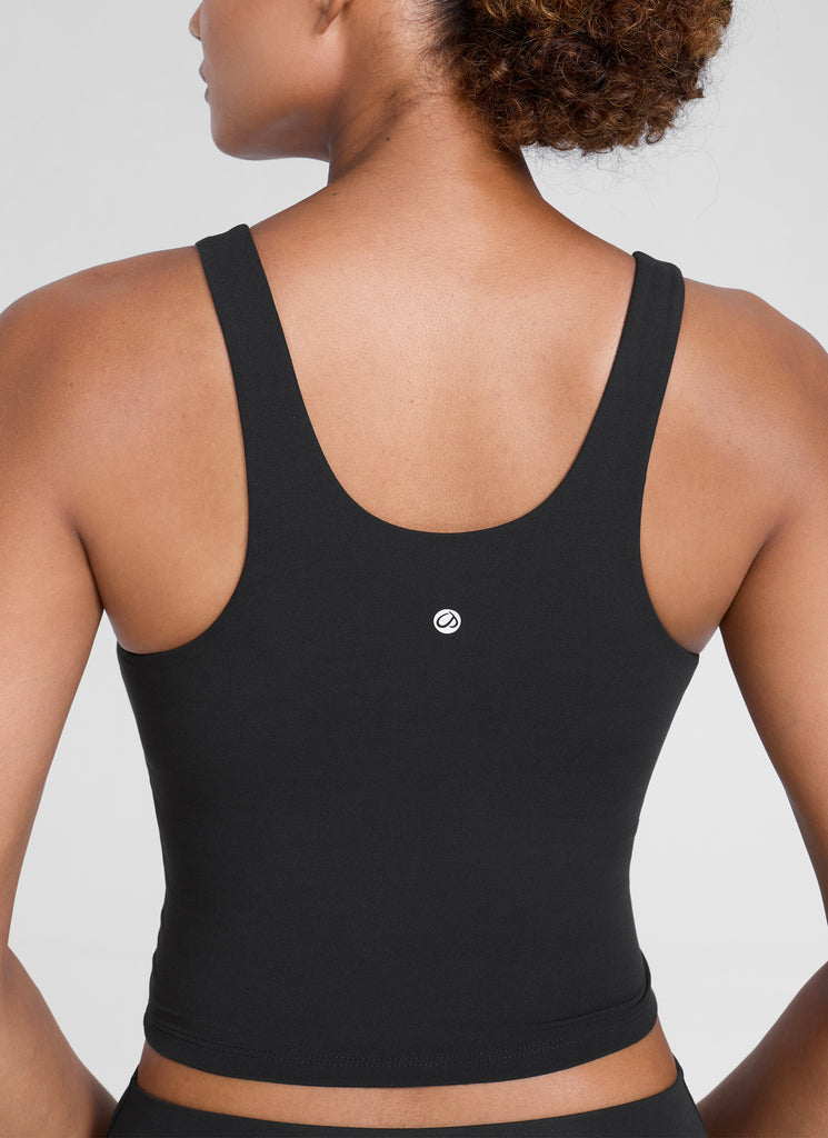 CRZ YOGA Womens Butterlift Racerback U Neck Yoga Built in Bra Tank Black