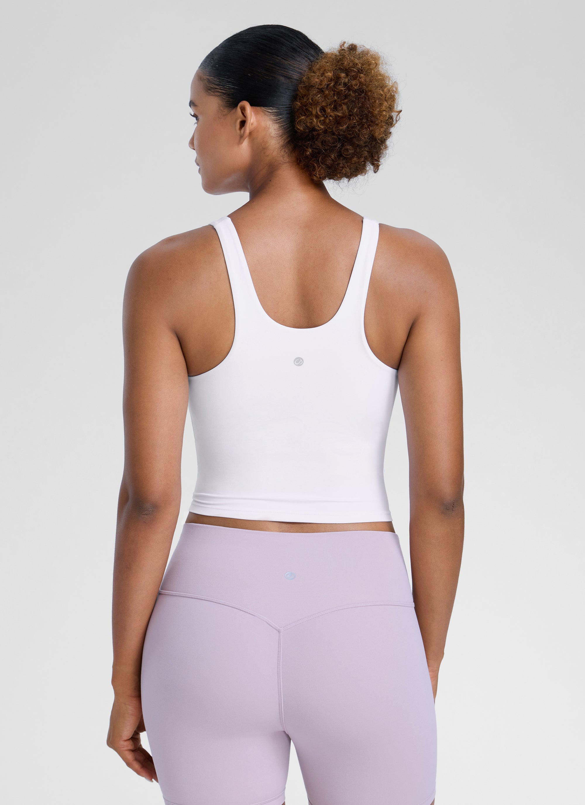 CRZ YOGA Womens Butterlift Racerback U Neck Yoga Built in Bra Tank White
