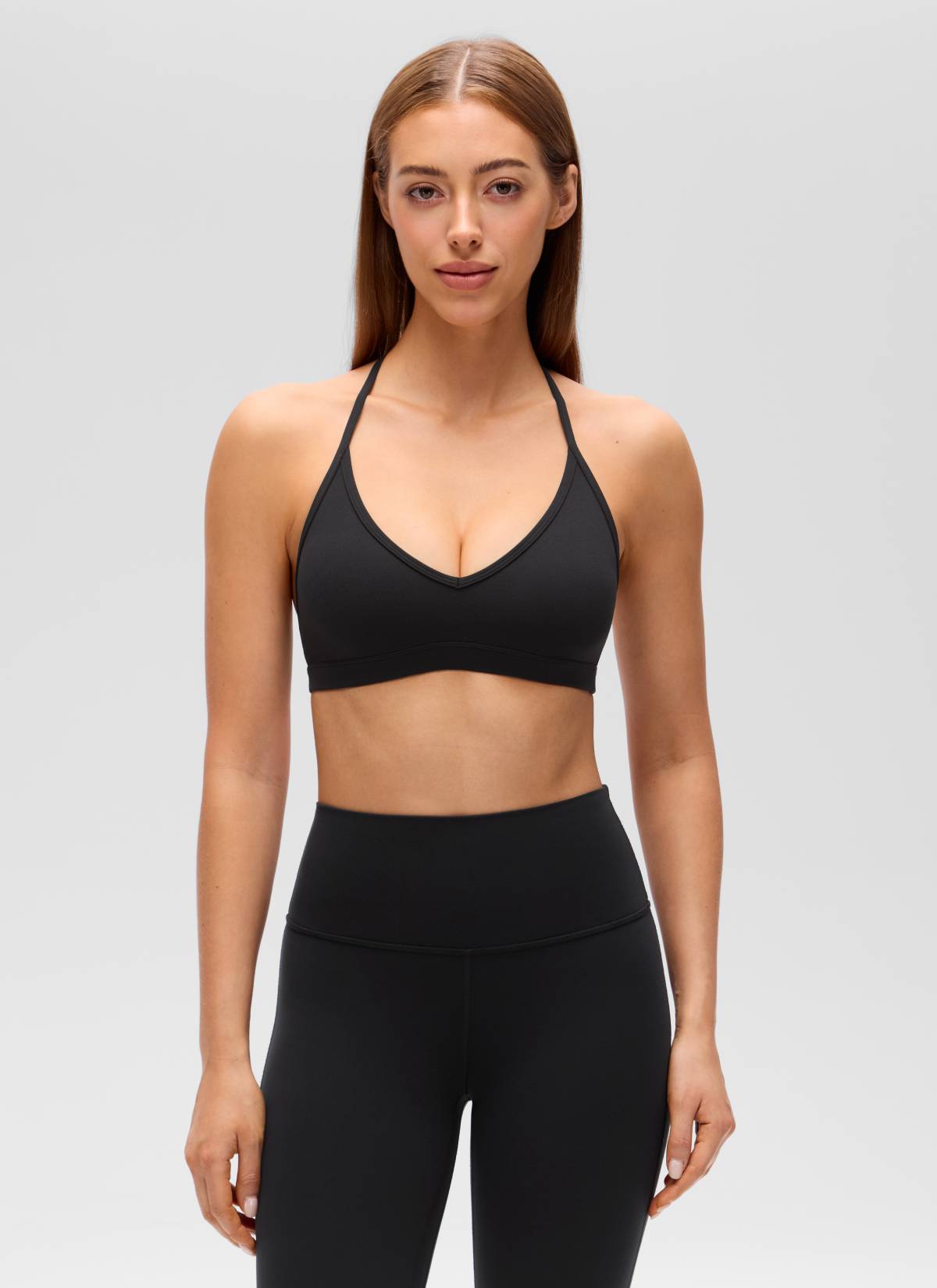 CRZ YOGA Women's Butterluxe Soft Yoga T Back Double Lined Sports Bra Black