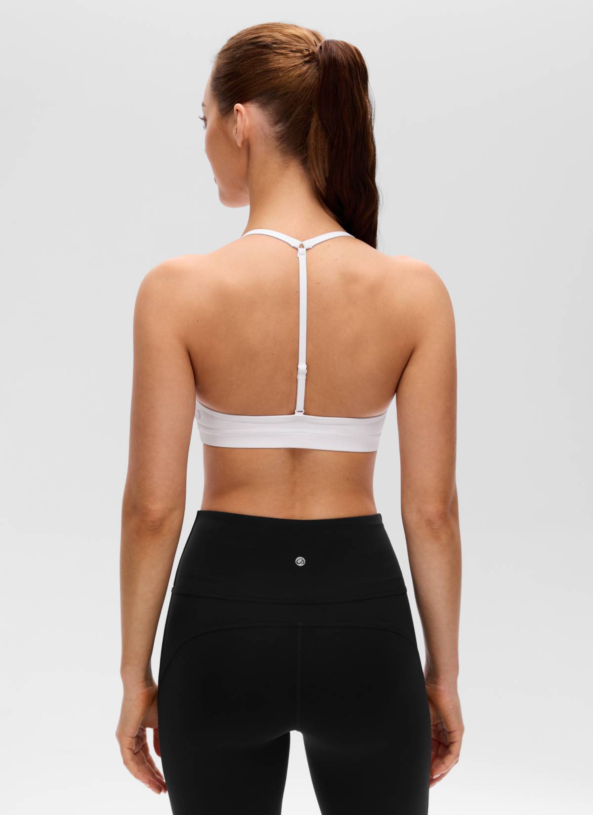 CRZ YOGA Women's Butterluxe Soft Yoga T Back Double Lined Sports Bra White