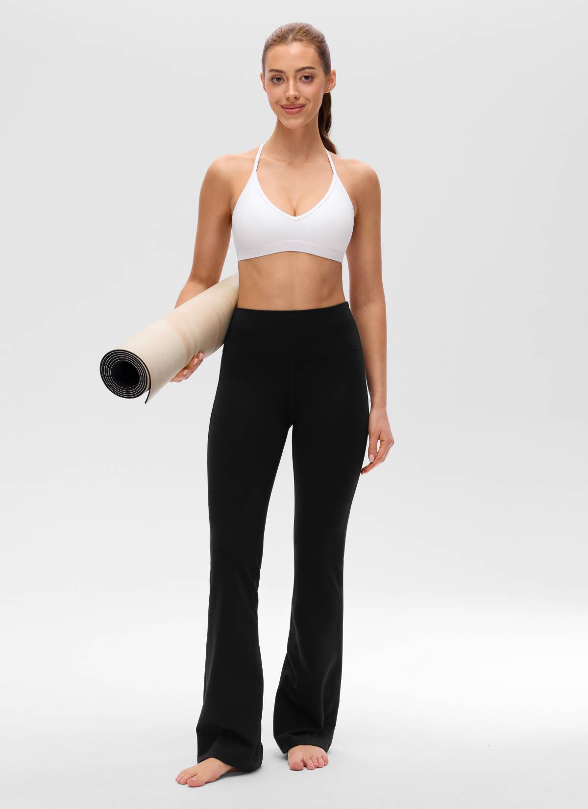 CRZ YOGA Women's Butterluxe Soft Yoga T Back Double Lined Sports Bra White