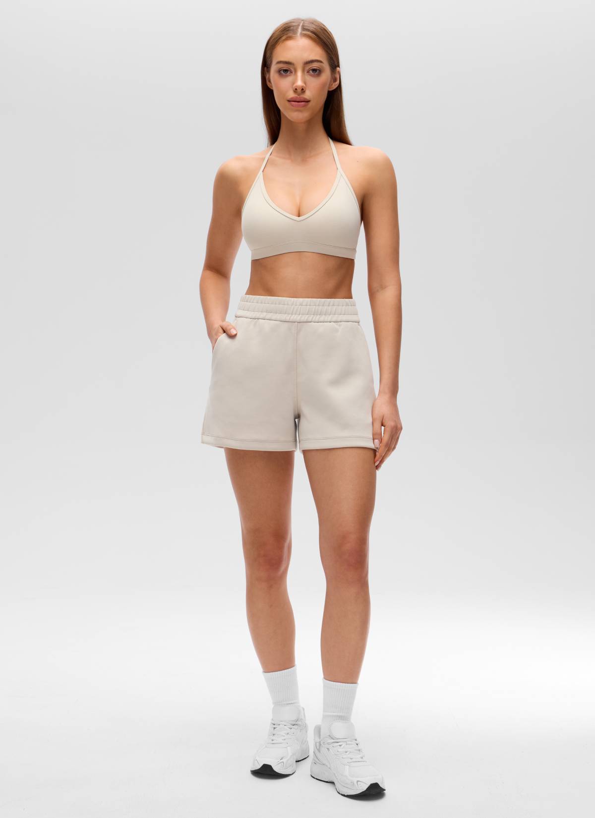 CRZ YOGA Women's Butterluxe Soft Yoga T Back Double Lined Sports Bra Mojave Tan