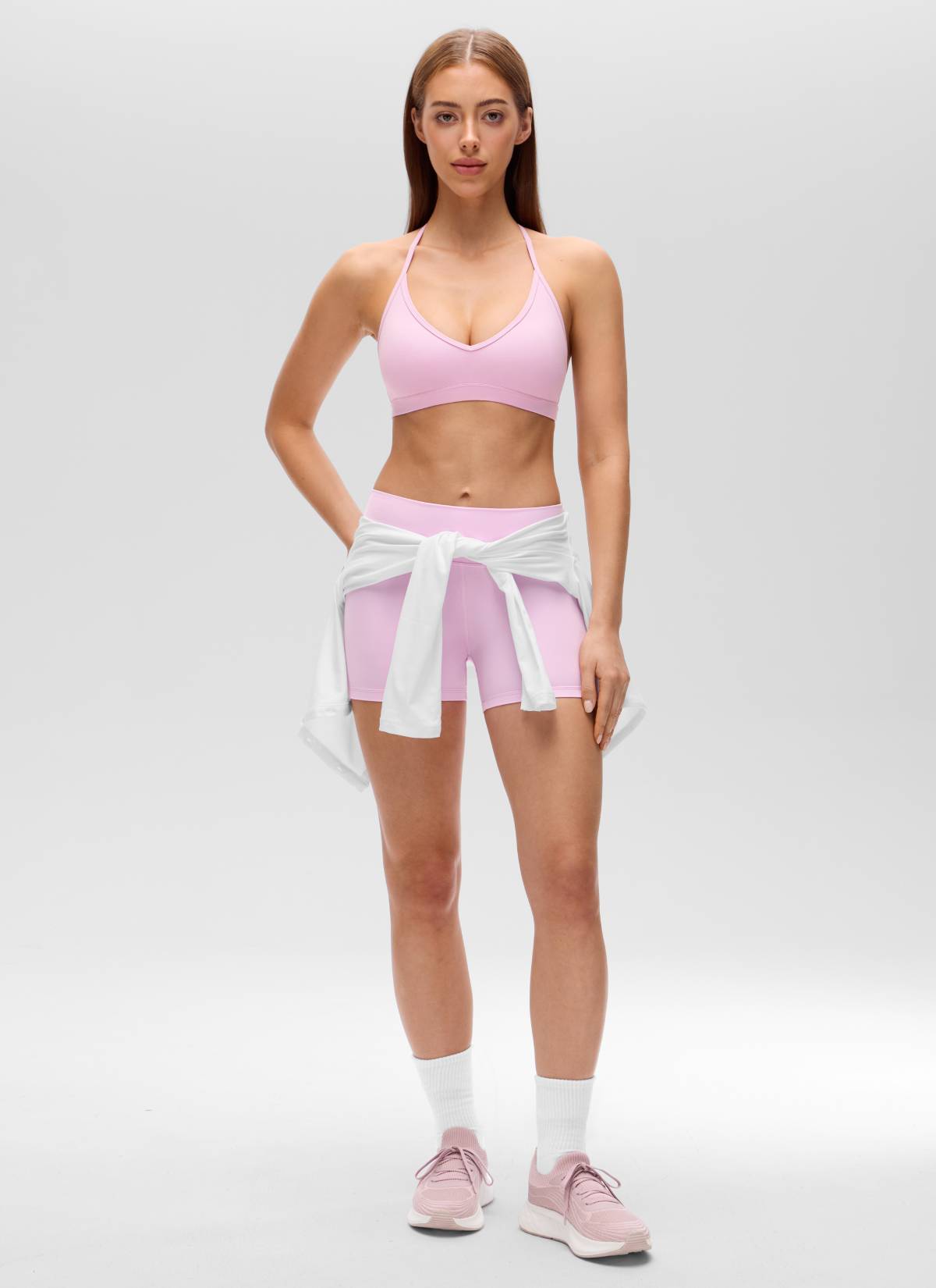 CRZ YOGA Women's Butterluxe Soft Yoga T Back Double Lined Sports Bra Vita Pink