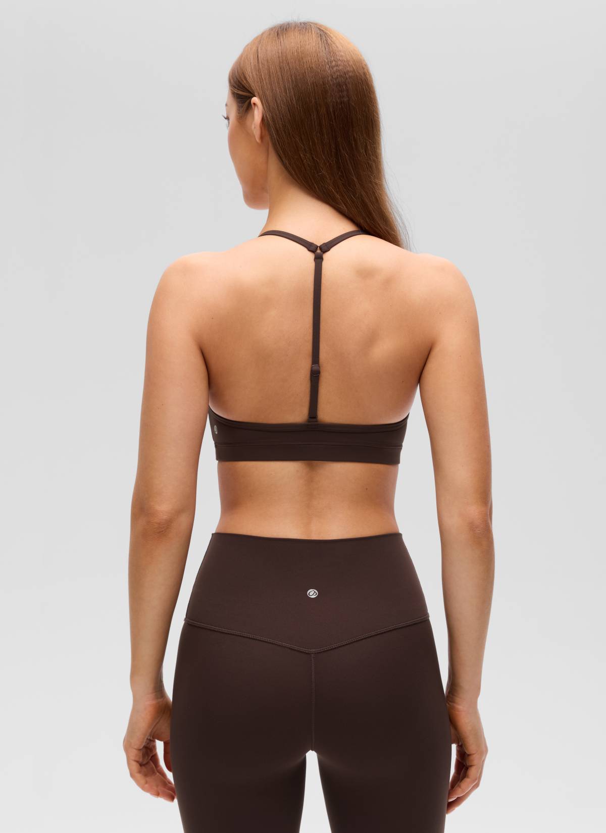 CRZ YOGA Women's Butterluxe Soft Yoga T Back Double Lined Sports Bra Hot Fudge Brown