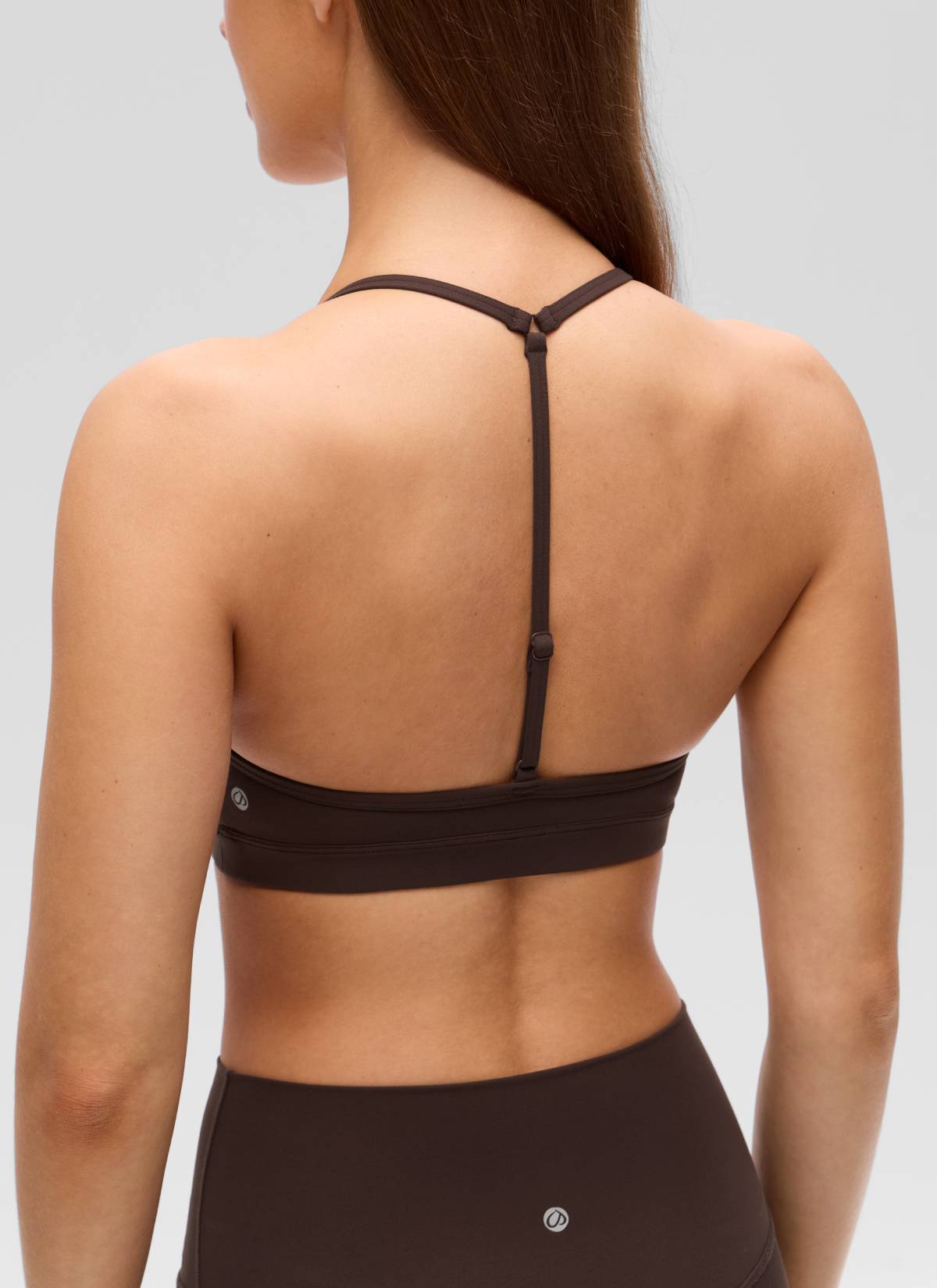 CRZ YOGA Women's Butterluxe Soft Yoga T Back Double Lined Sports Bra Hot Fudge Brown