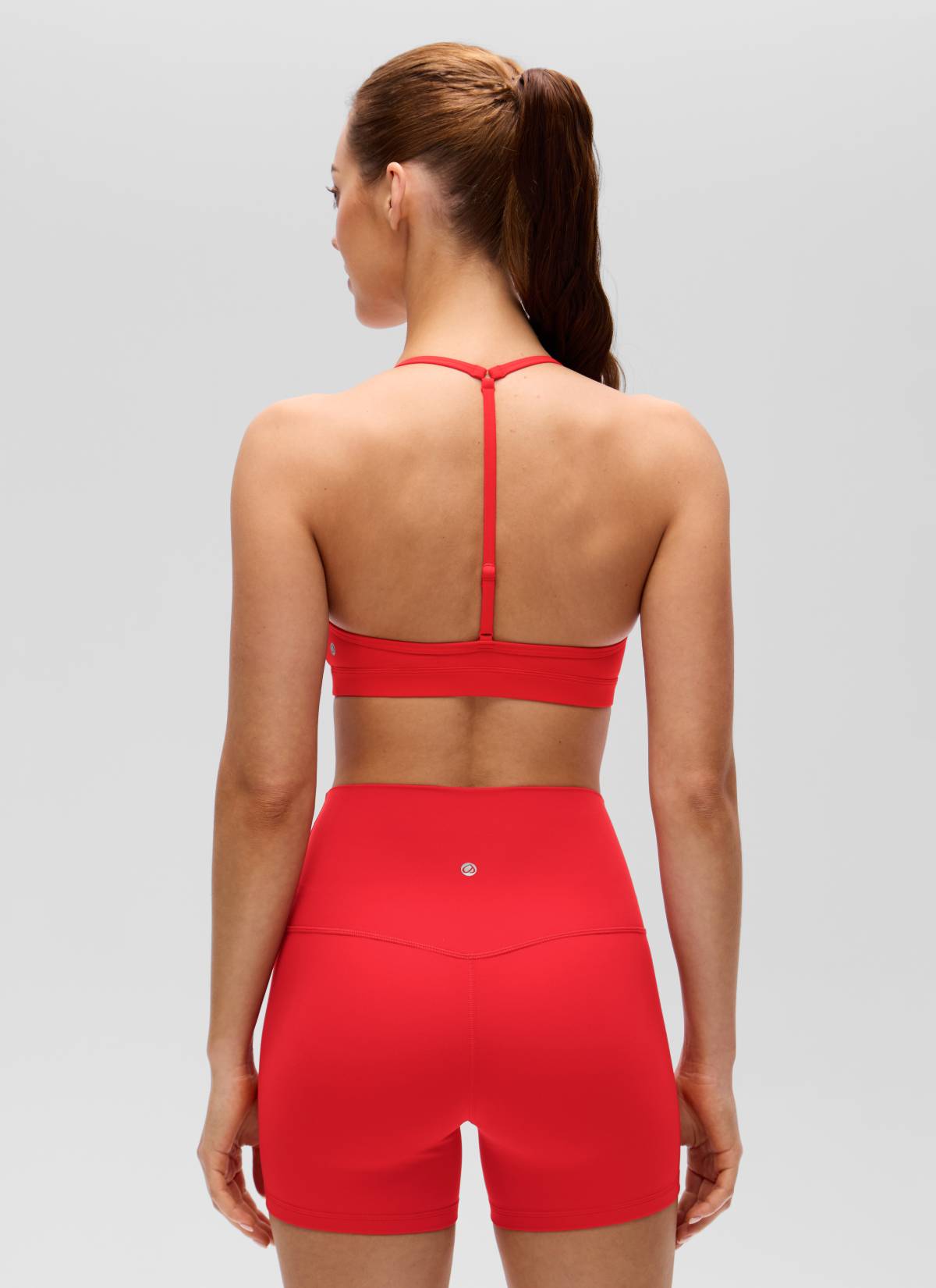 CRZ YOGA Women's Butterluxe Soft Yoga T Back Double Lined Sports Bra Deep Red