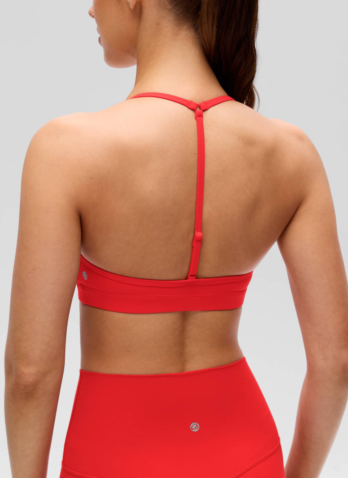 CRZ YOGA Women's Butterluxe Soft Yoga T Back Double Lined Sports Bra Deep Red