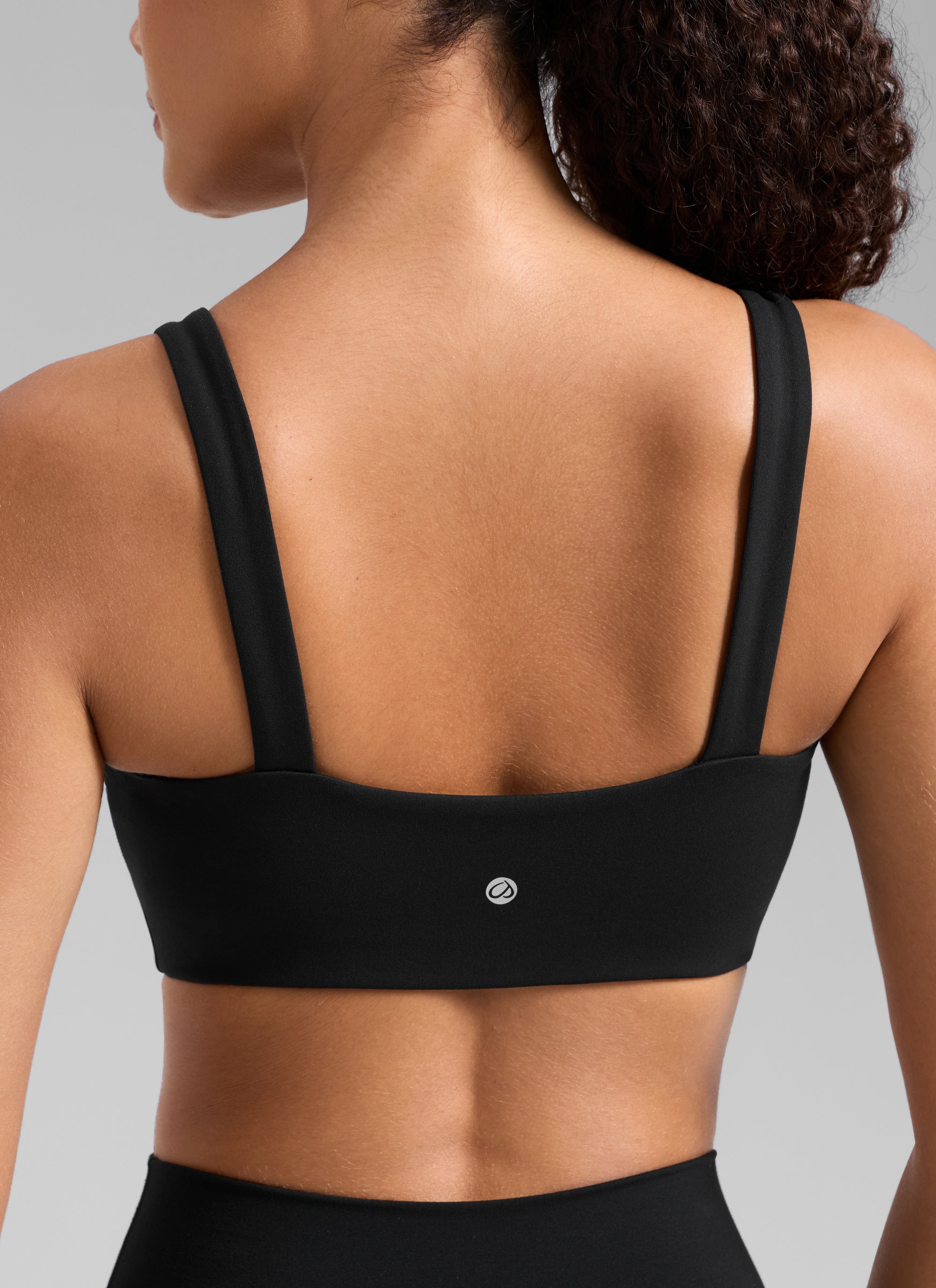 CRZ YOGA Women's Butterlift Workout Square Neck Built in Sports Bra Black