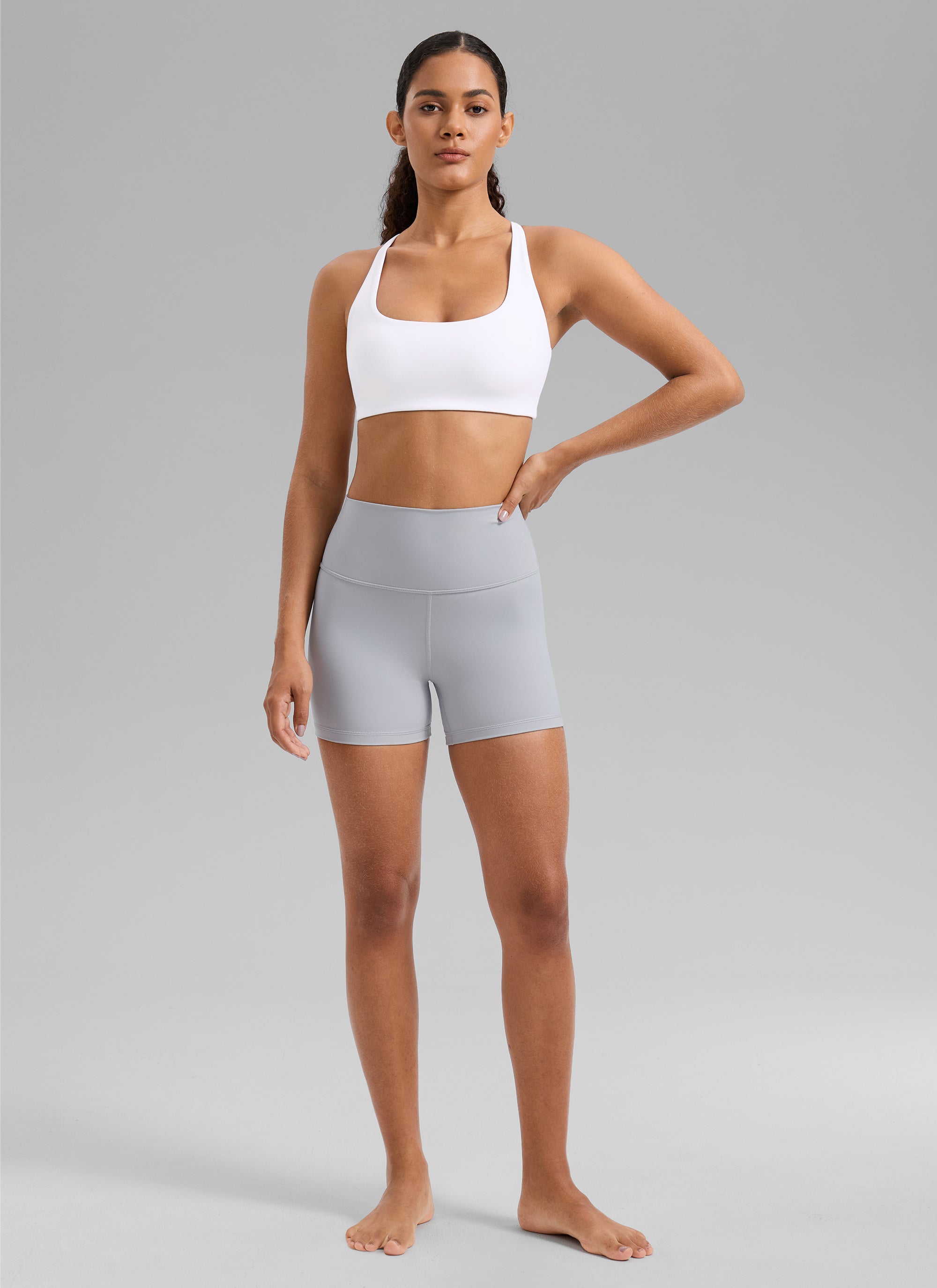 CRZ YOGA Women's Butterlift Workout Cross Back Built in Bra Sports Bra White