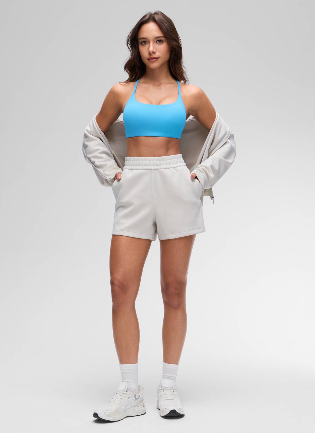 CRZ YOGA Women's Butterluxe Yoga Scoop Neck Twist Cross Back Sport Bra Kayak Blue