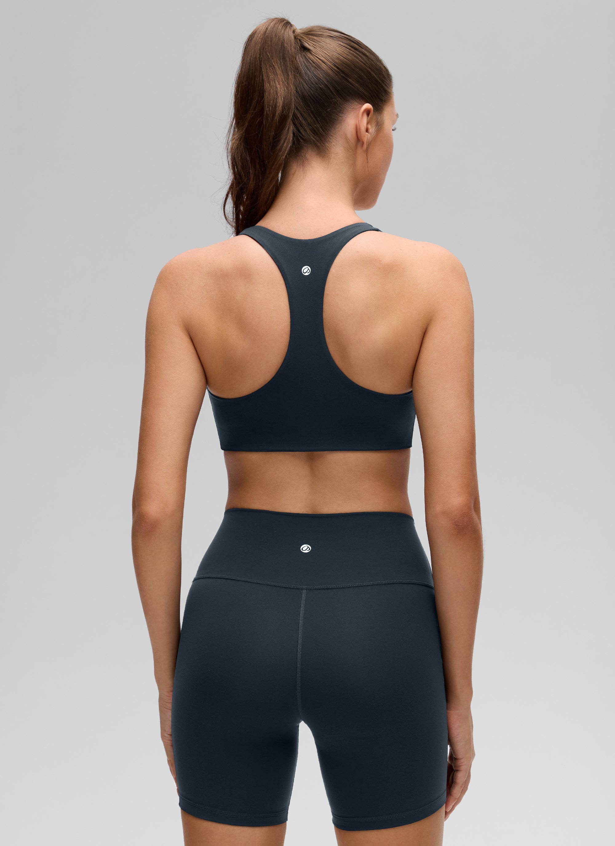CRZ YOGA Women's Butterluxe Yoga V Neck RacerBack Build in Sports Bra True Navy