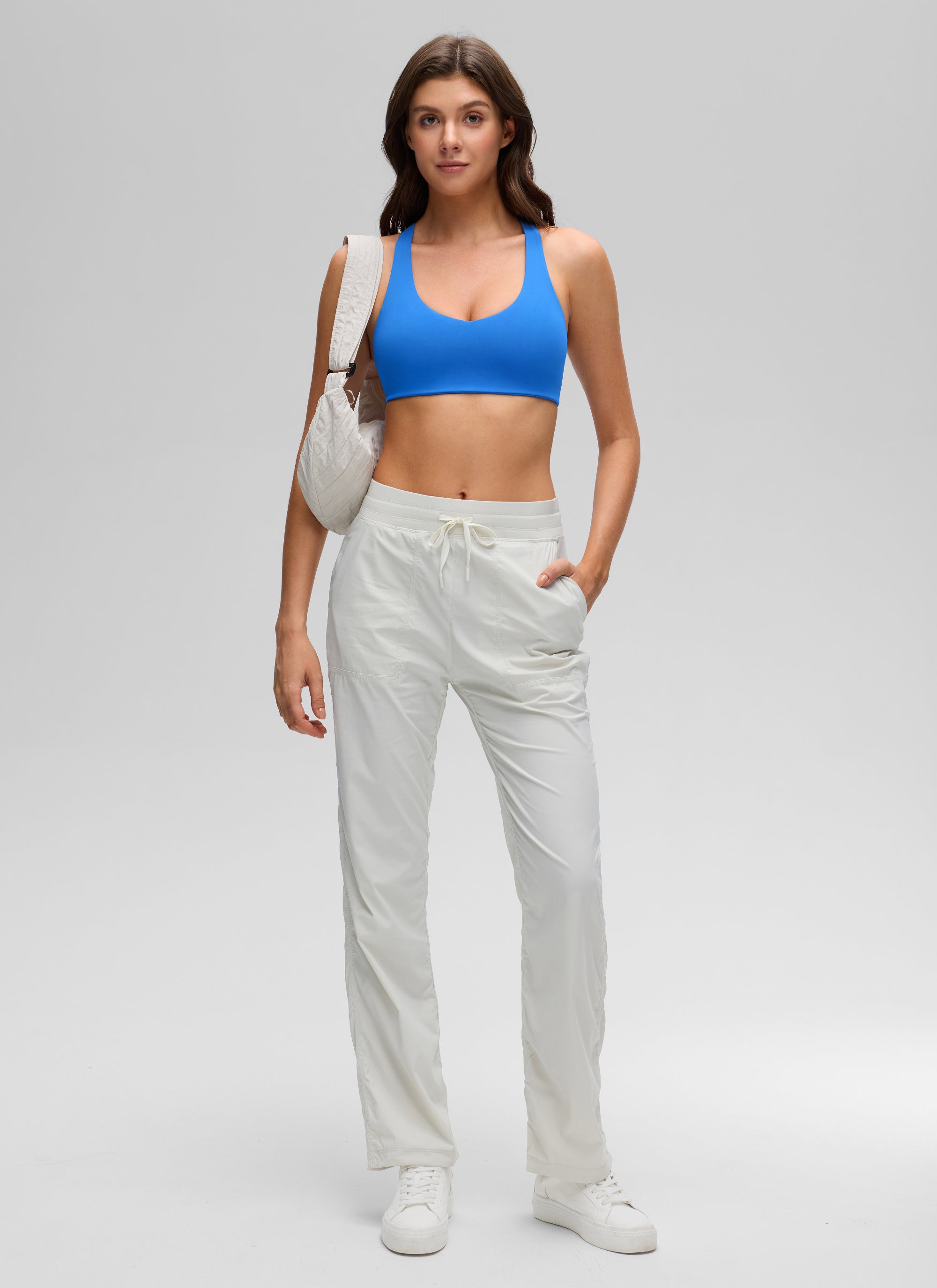 CRZ YOGA Women's Butterluxe Yoga V Neck RacerBack Build in Sports Bra Sparkle Blue