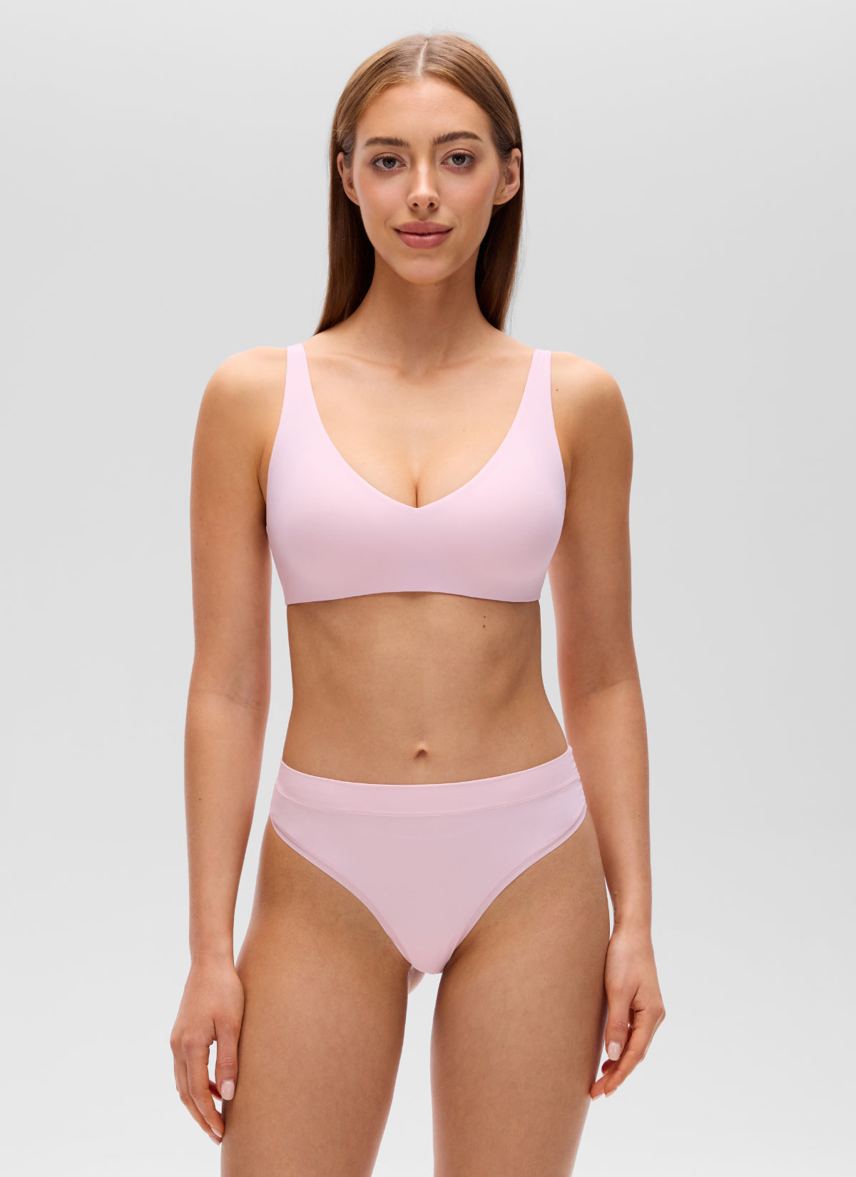 CRZ YOGA Women's Softhold Casual V Neck Backless Double Lined Bralette Strawberry Pink