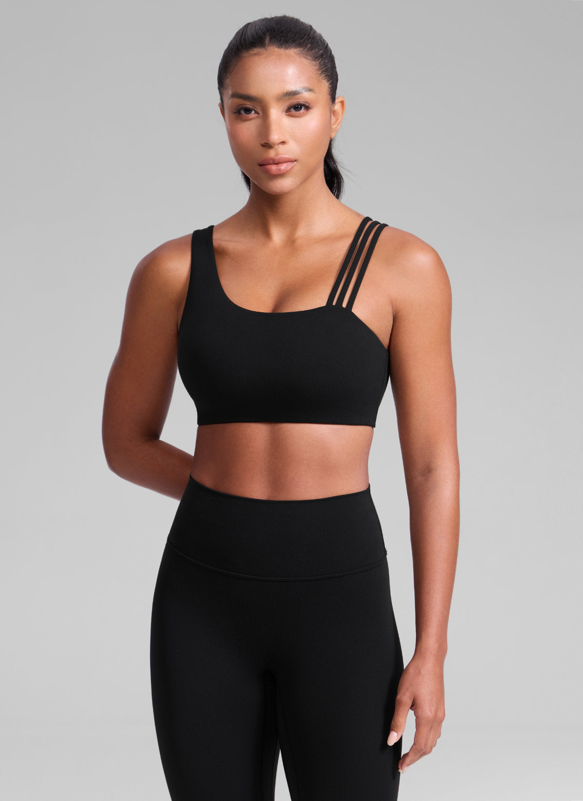 Women's Butterlift® Yoga Asymmetric Straps Sports Bra Medium Support Black