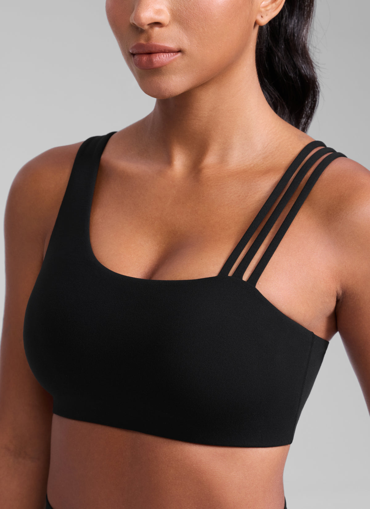 Women's Butterlift® Yoga Asymmetric Straps Sports Bra Medium Support Black