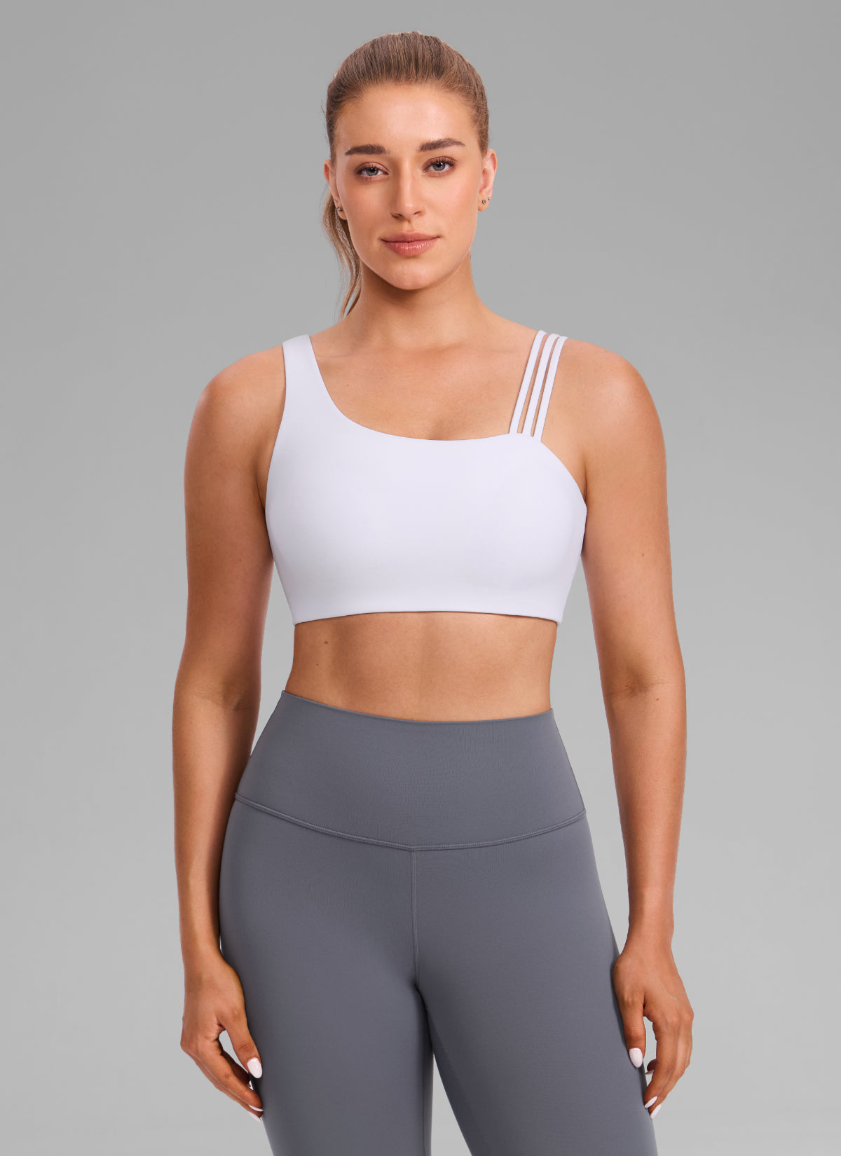 Women's Butterlift® Yoga Asymmetric Straps Sports Bra Medium Support White