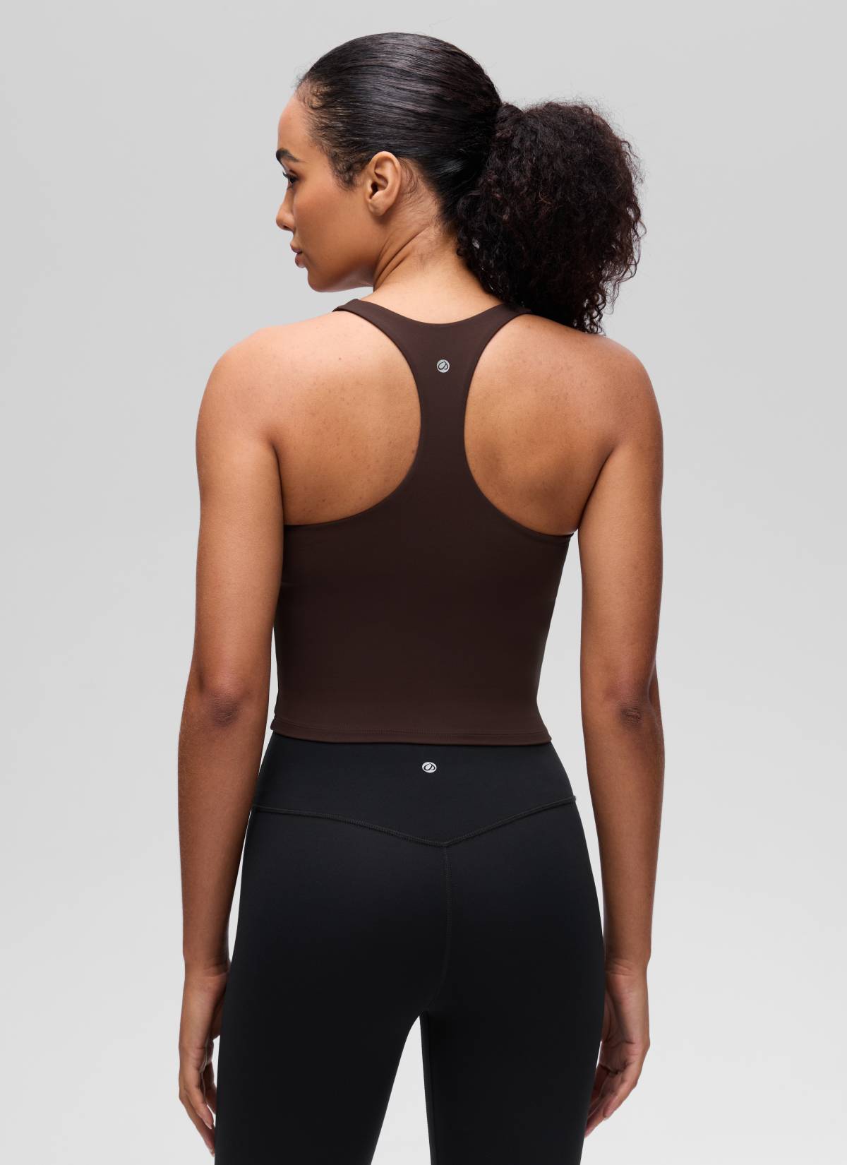 CRZ YOGA Women's Butterluxe Yoga V Neck RacerBack Built in Bra Tank Hot Fudge Brown