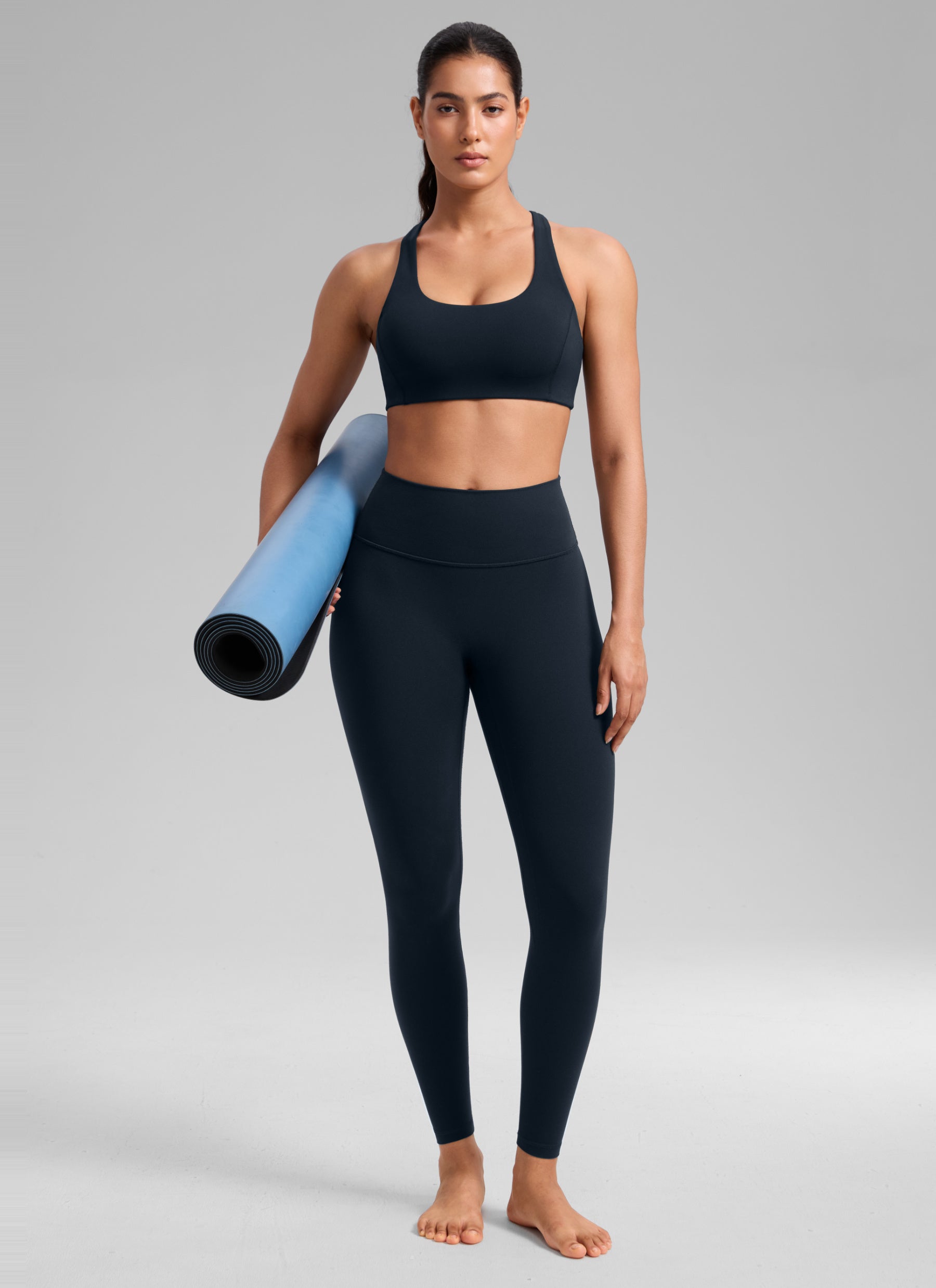 CRZ YOGA Women's SculptAir Training Criss Cross Back Straps Sports Bra True Navy