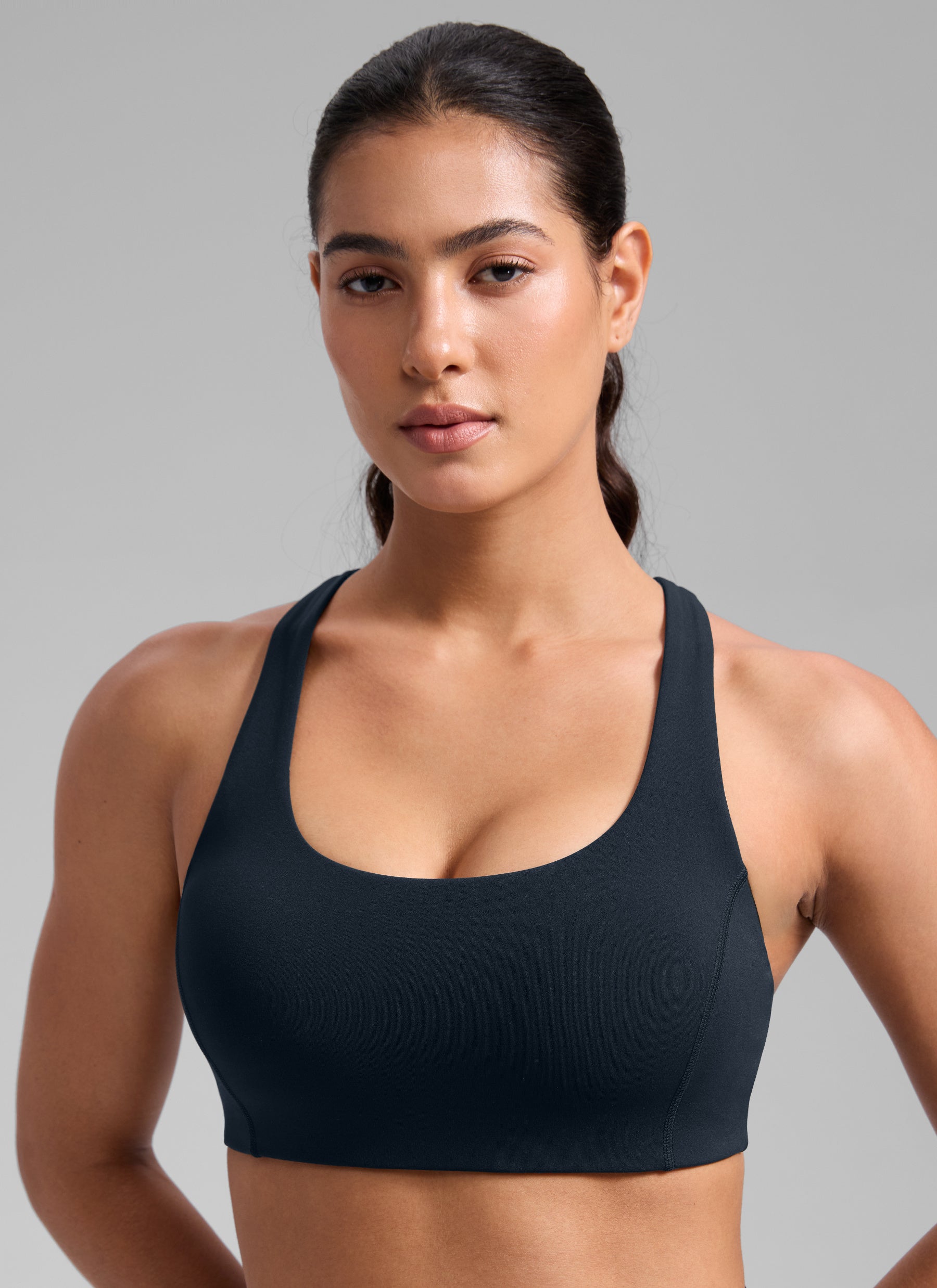 CRZ YOGA Women's SculptAir Training Cross Back Sports Bra True Navy @model_info:C