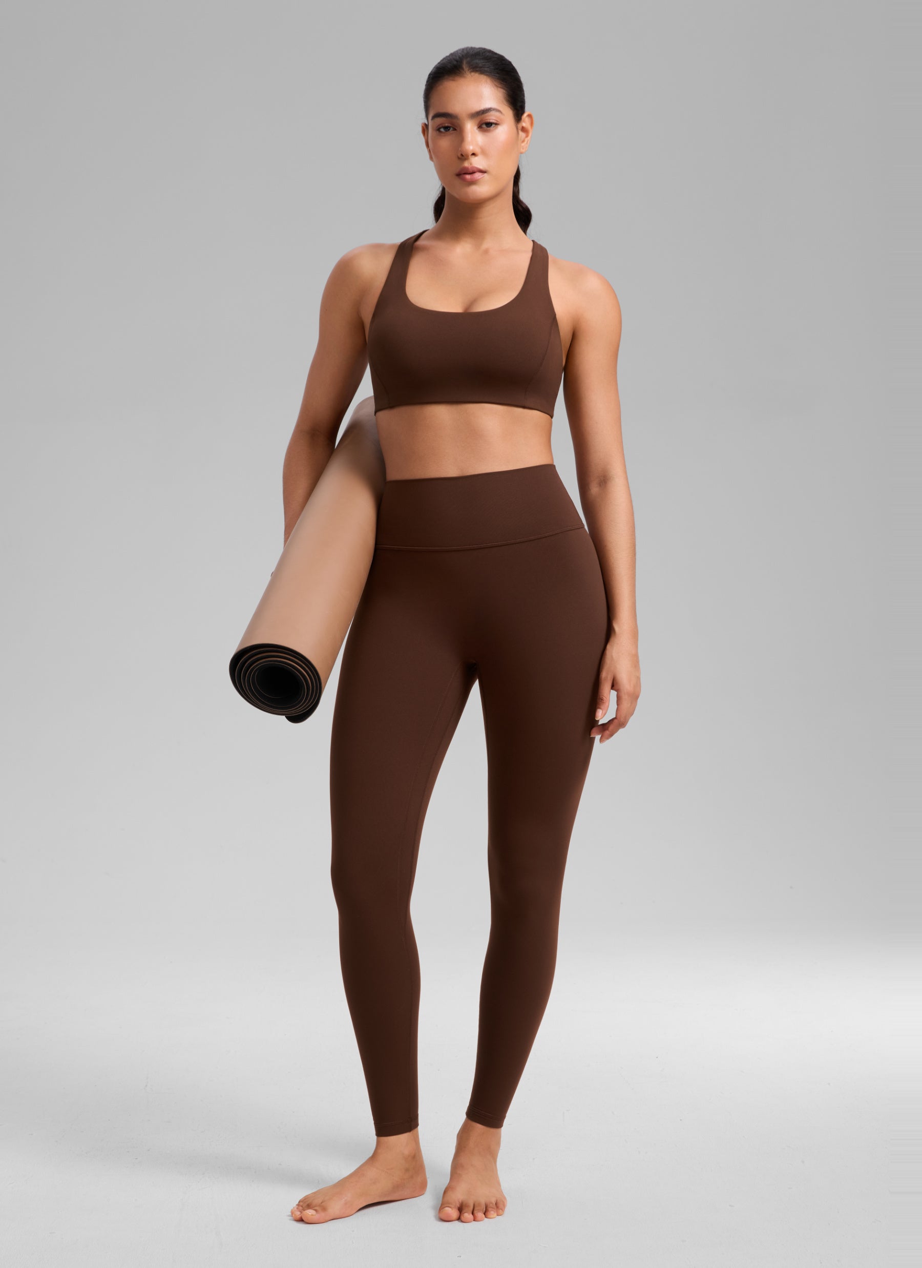 CRZ YOGA Women's SculptAir Training Cross Back Sports Bra Lava Brown @model_info:C