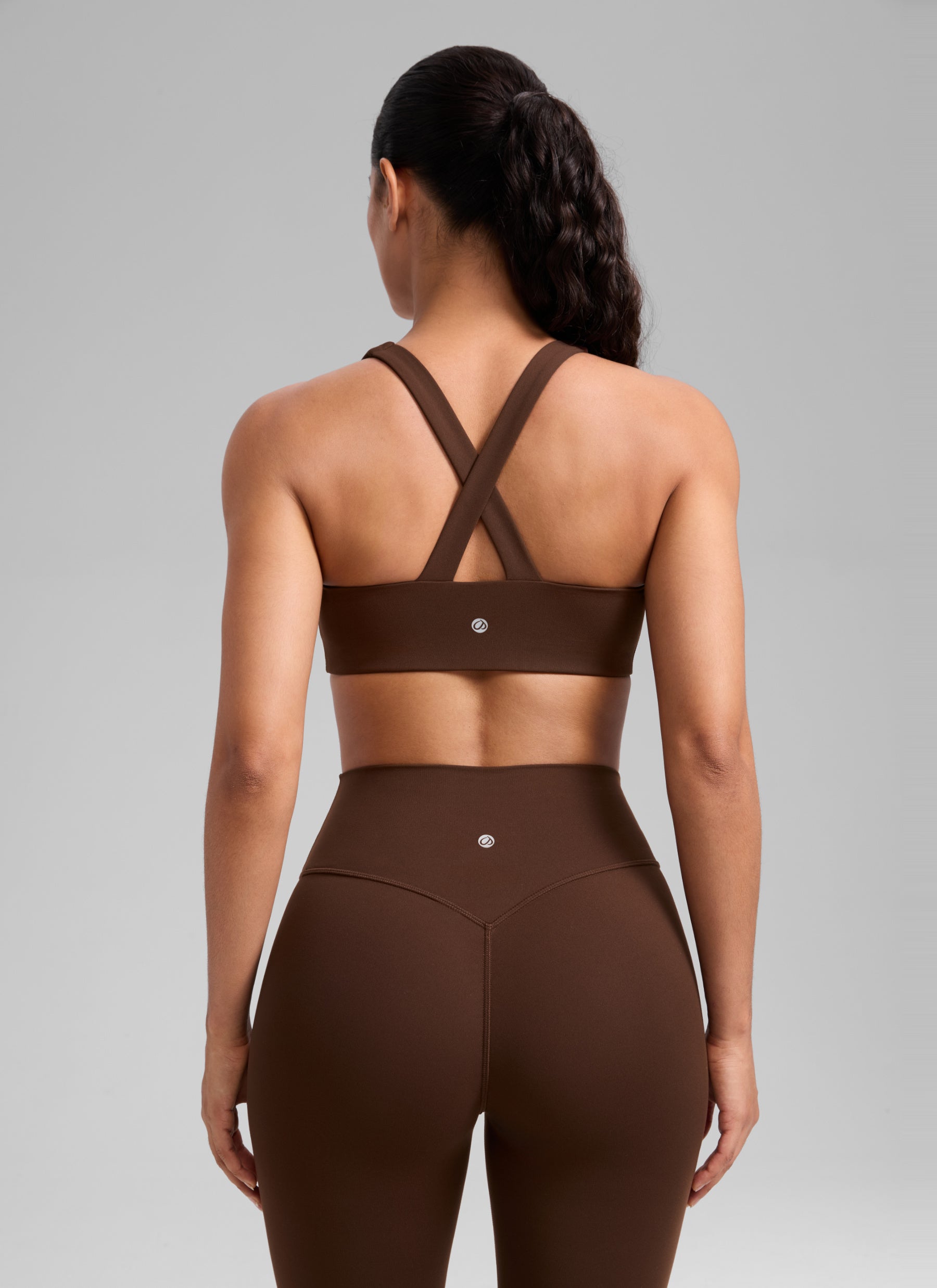 CRZ YOGA Women's SculptAir Training Cross Back Sports Bra Lava Brown @model_info:C