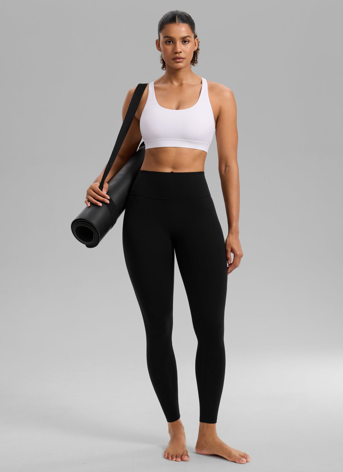 CRZ YOGA Women's Nakedfeel Training U Neck Criss Cross Back Sports Bra White @model_info:Barbara