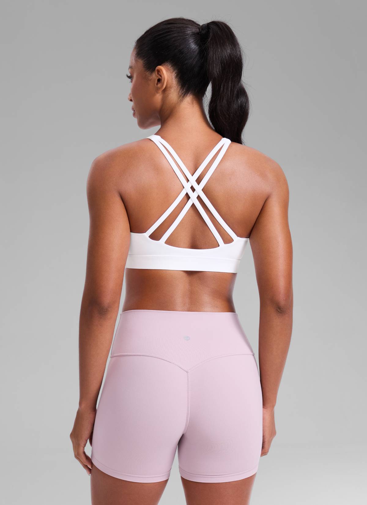 CRZ YOGA Women's Nakedfeel Training U Neck Criss Cross Back Sports Bra White