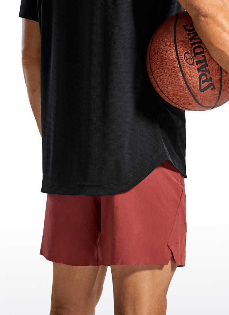 CRZ YOGA Men's Running Classic Fit Shirts Lightweight Short Sleeves Black