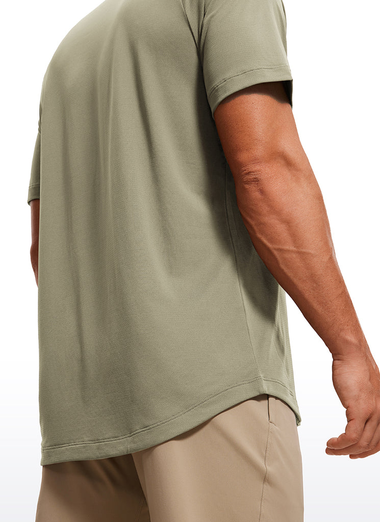 CRZ YOGA Men's Running Classic Fit Shirts Lightweight Short Sleeves Smoked Spruce Heather