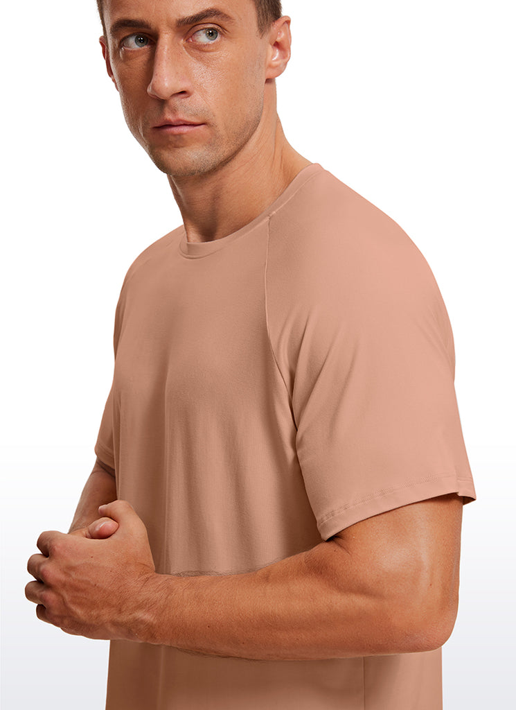 CRZ YOGA Men's Train Relaxed Fit Tops Workout Short Sleeve Round Neck Mocha Mousse