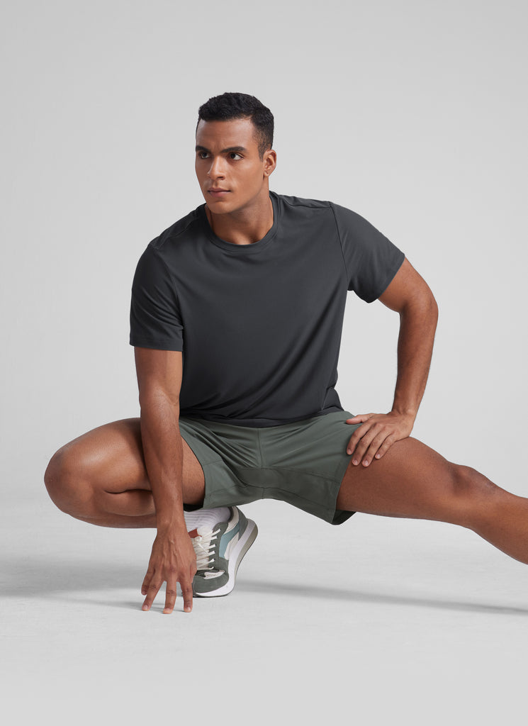 CRZ YOGA Men's Workout Lightweight Athletic Casual Short Sleeve Shirt Light grayish blue