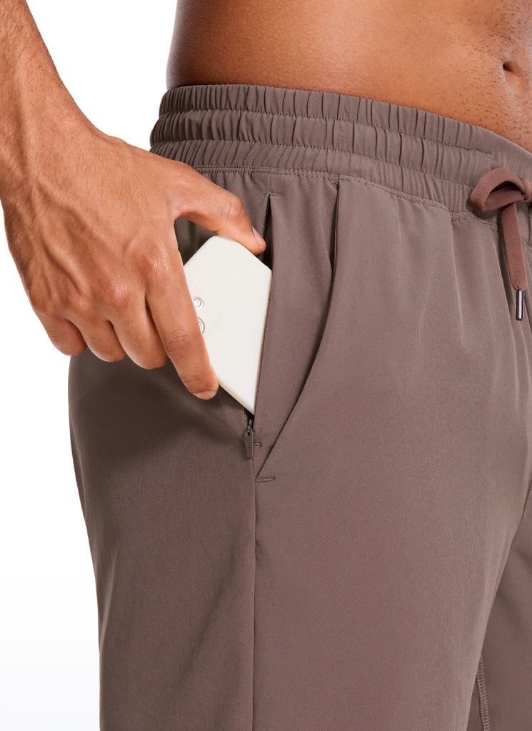 CRZ YOGA Men's Train Run Classic Fit Feathery-Fit Lined Shorts 9'' Brown Rock