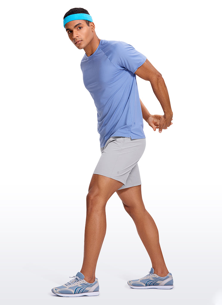 CRZ YOGA Men's Train Classic Fit Feathery-Fit Linerless Shorts 7'' Gull Gray