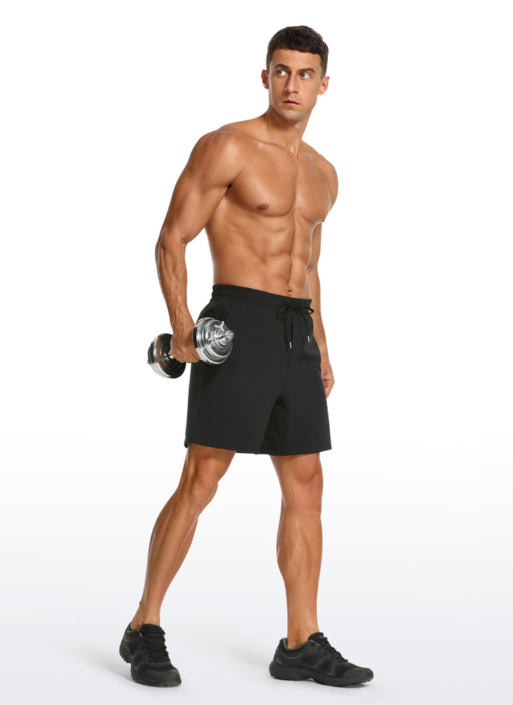 CRZ YOGA Men's Train Run Classic Fit Feathery-Fit Lined Shorts 7'' Black