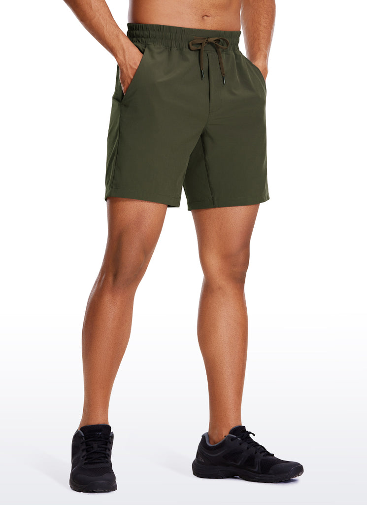 CRZ YOGA Men's Train Run Classic Fit Feathery-Fit Lined Shorts 7'' Brown Rock