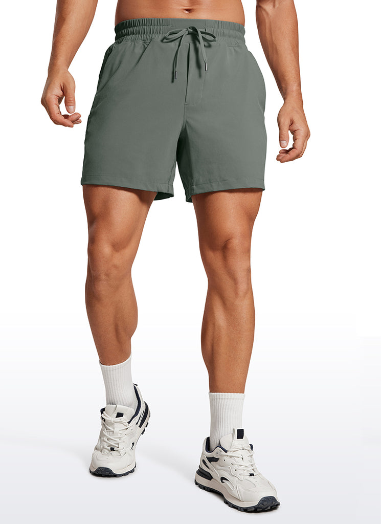 CRZ YOGA Men's Train Feathery-Fit 2 in 1 Shorts 5'' with pockets Grey Sage
