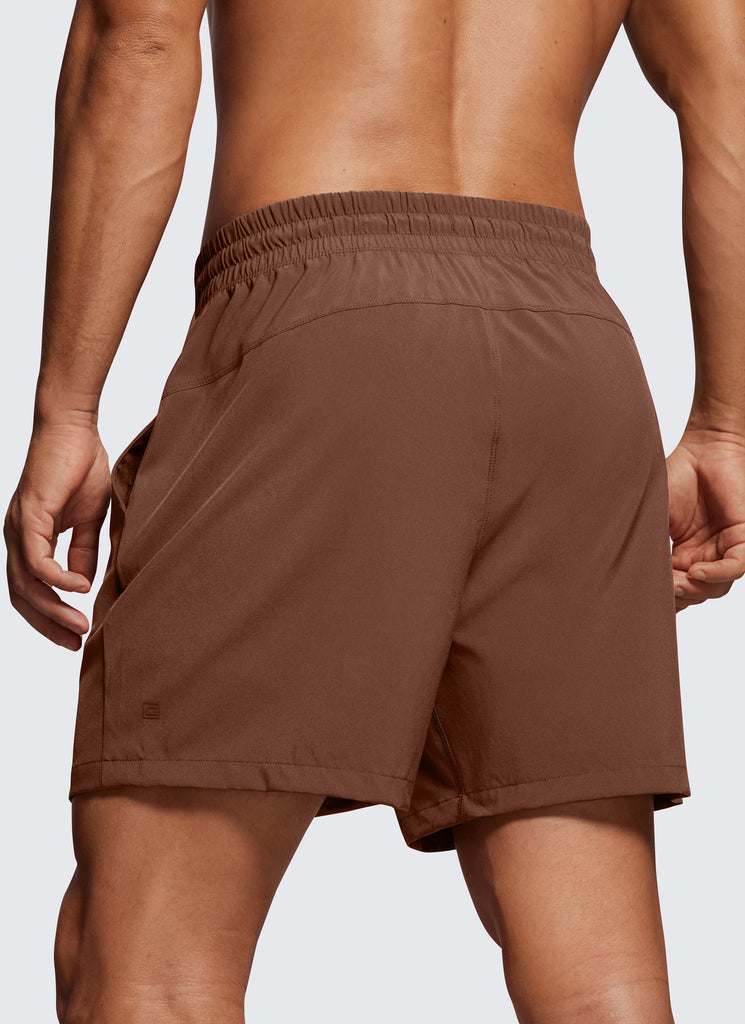 CRZ YOGA Men's Running Feathery-Fit Workout Linerless Shorts 5'' Coffee Brown