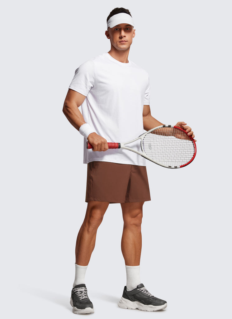 CRZ YOGA Men's Running Feathery-Fit Workout Linerless Shorts 5'' Coffee Brown